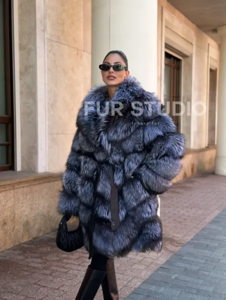 Шуба из меха чернобурой лисы - поперечка - фото 8