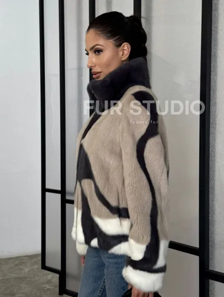Норковая шуба - бомбер на молнии - фото 6