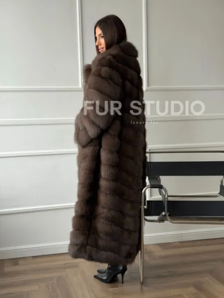 Длинная шуба из меха куницы Exclusive fur - фото 11