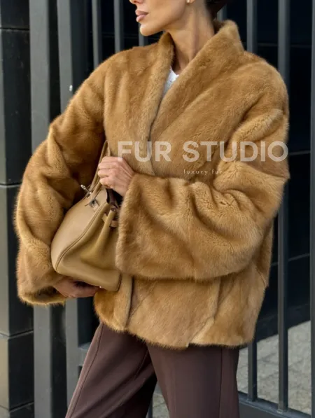 Норковый жакет Gold воротник V-образный - фото 2