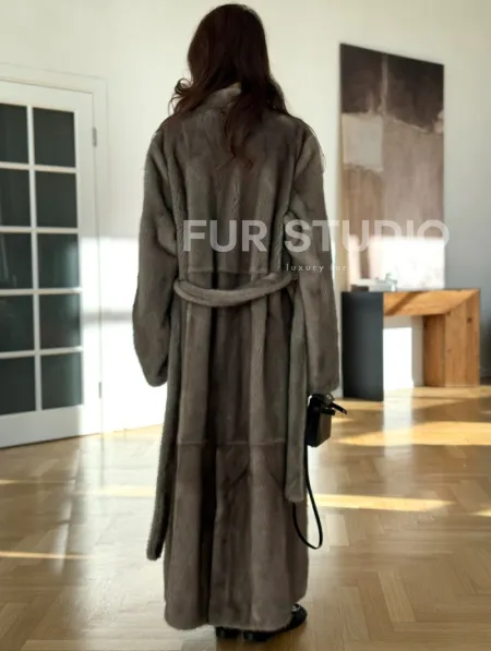 Норковая шуба серая длинная SILVER PREMIUM - фото 2