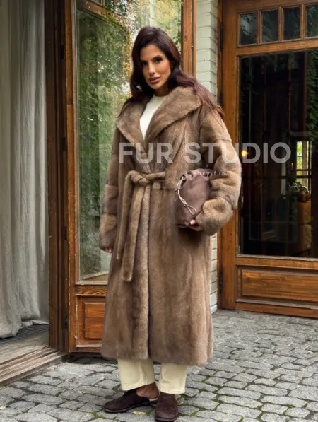 Шуба норковая с капюшоном - цвет пастель - фото 9