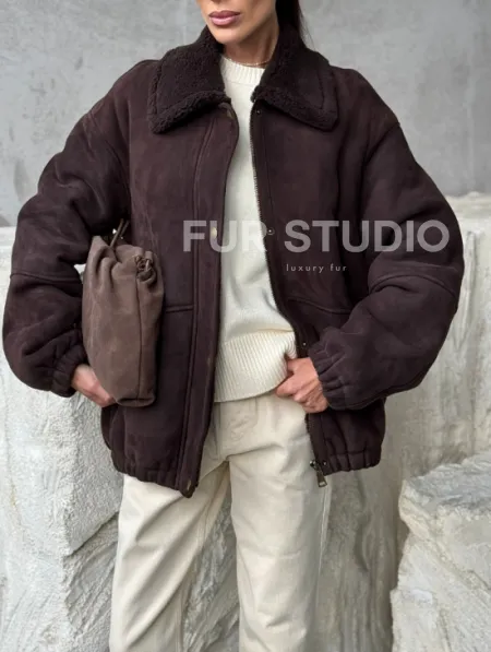 Дубленка бомбер женская - фото 4