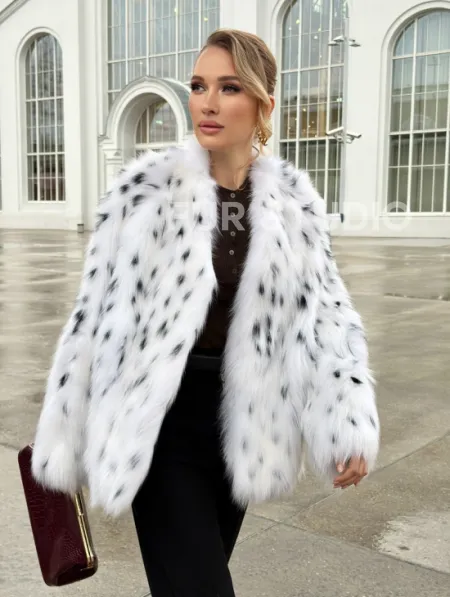 Шуба укороченная из арктической лисы под рысь - фото 16