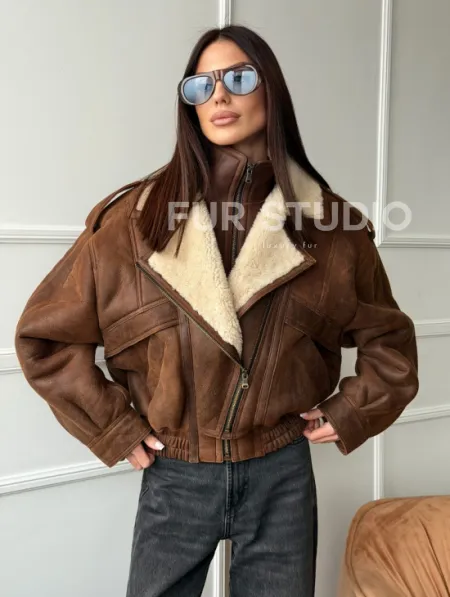 Молодежная куртка - дубленка из овчины - фото 5