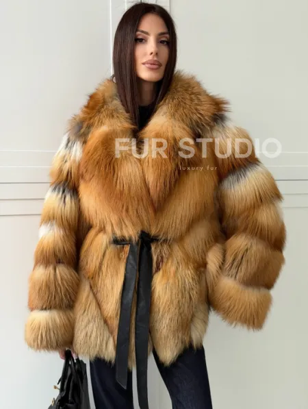 Шуба из лисы огневки - оверсайз - фото 5