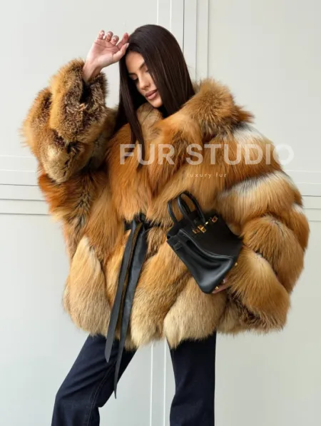 Шуба из лисы огневки - оверсайз - фото 13