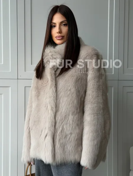 Бежевая дубленка из тосканы - фото 8