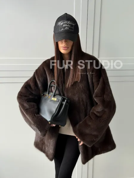 Куртка из норки с V - образным воротом - фото 13