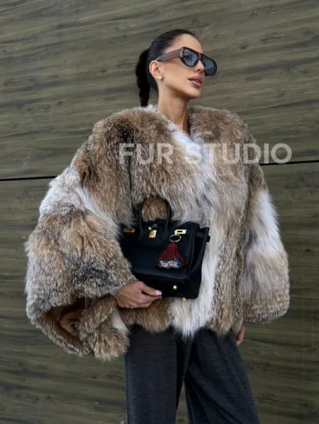 Шуба - летучка из меха рыси - фото 10