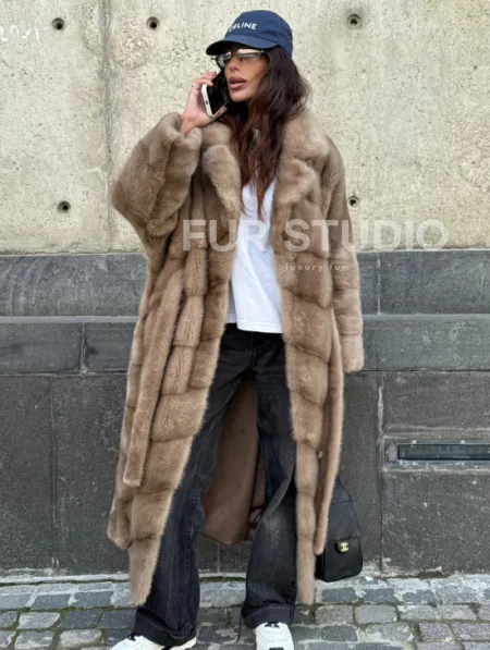 Шуба норковая - цвет пастель - фото 6