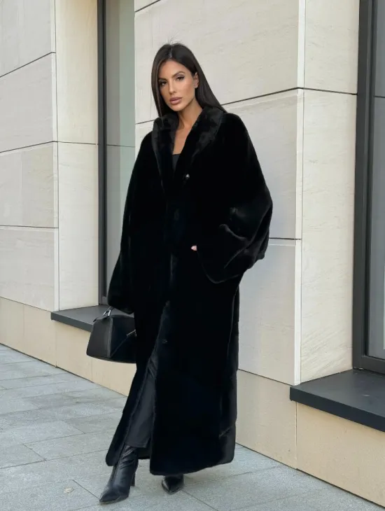 Норковое кимоно - пальто из аукционной норки SAGA FURS, ПРЕМИУМ КАЧЕСТВО - шалевый воротник - фото 0