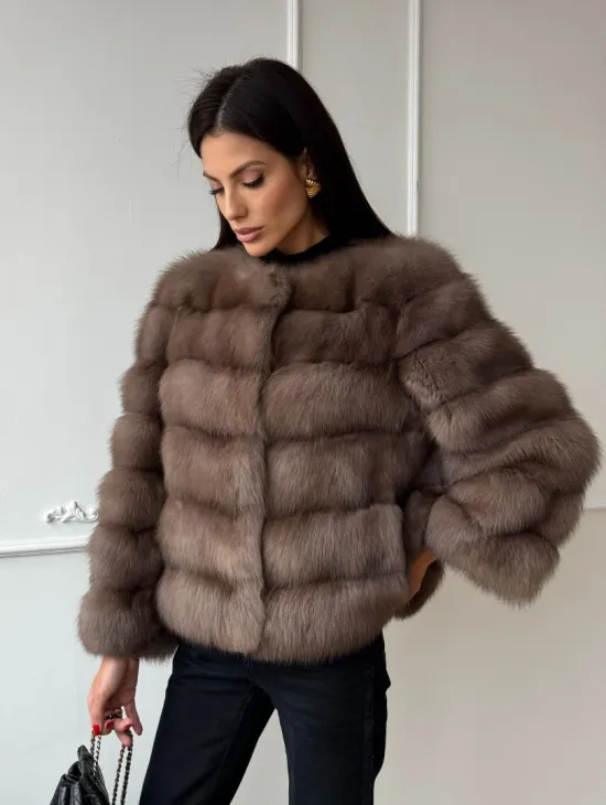 Шуба из меха куницы Truffle с воротником шанель - фото 6