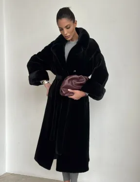 Элитная шуба из меха стриженой черной норки - фото 8