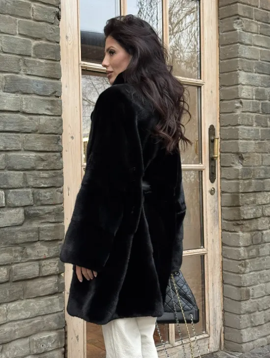 Меховое норковое полупальто из норки Blackglama с английским воротником - фото 3