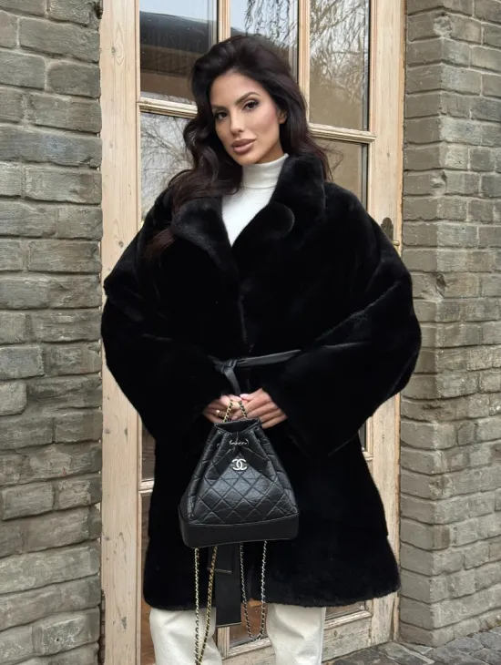 Меховое норковое полупальто из норки Blackglama с английским воротником - фото 7