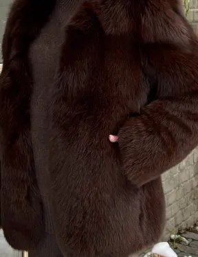 Шуба из меха песца цельные пластины Brown - фото 1