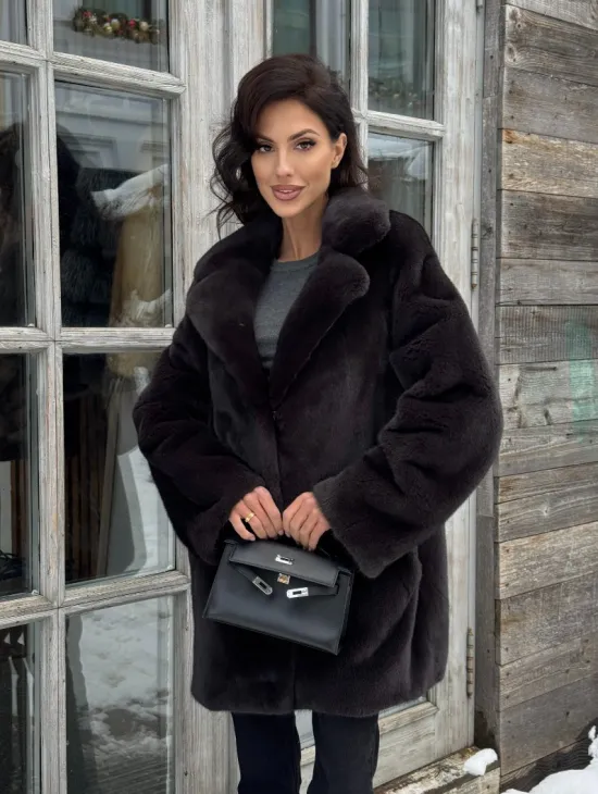 Шикарный полушубок из норки Kopenhagen Fur с английским воротником - фото 10