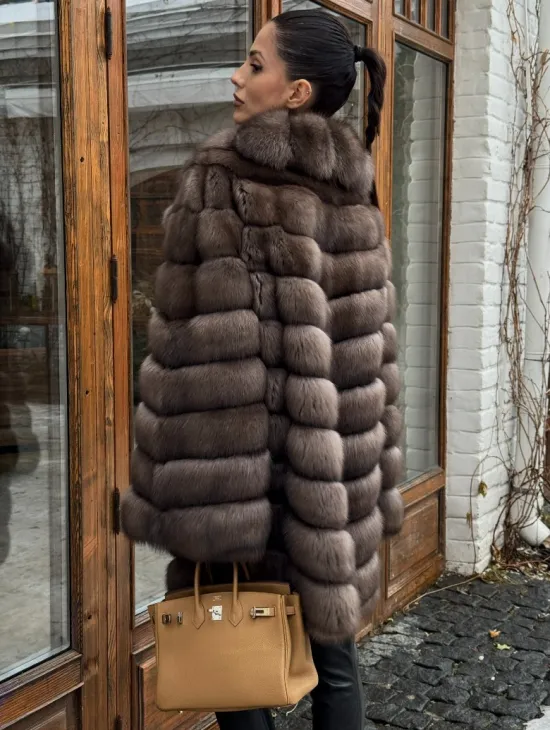 Шуба из соболя баргузинского с английски воротником SILVER 1-2 - фото 2