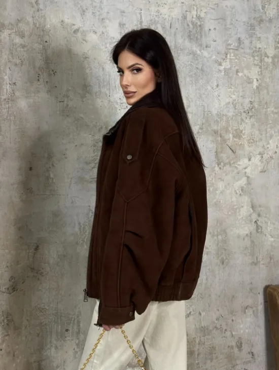 Дубленка - бомбер на молнии из овчины MERINO - фото 7