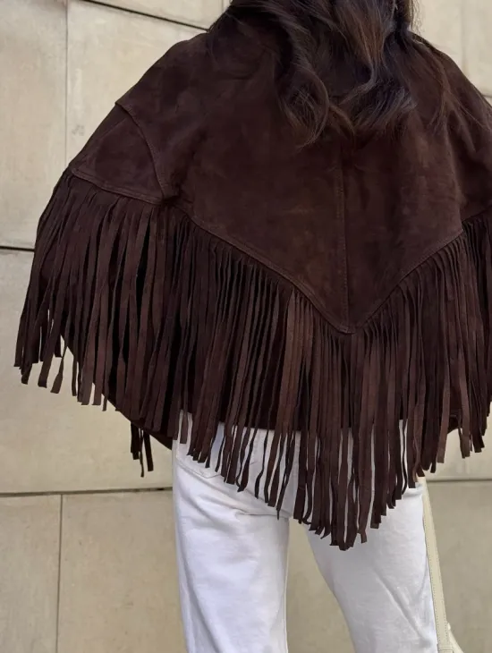 Кожаная куртка с бахромой - фото 1