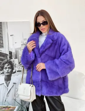 Полушубок норковый с английским воротником - фото 0