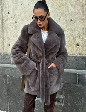 Норковая шуба лавандового цвета - VELVET - фото 6