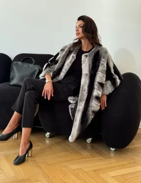 Шуба из кролика рекс - серая - фото 8