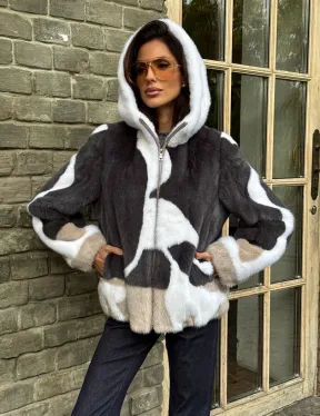 Норковая куртка с капюшоном - фото 7