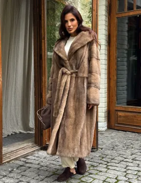 Шуба норковая с капюшоном - цвет пастель - фото 0