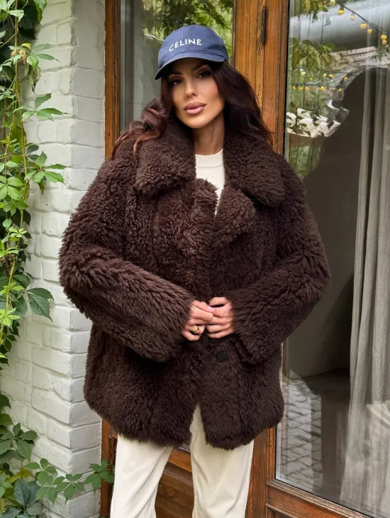 Дубленка двухсторонняя женская - цвет коричневый - фото 6