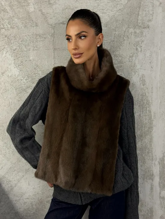 Манишка норковая - цвет соболь - фото 0