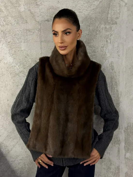 Манишка норковая - цвет соболь - фото 8