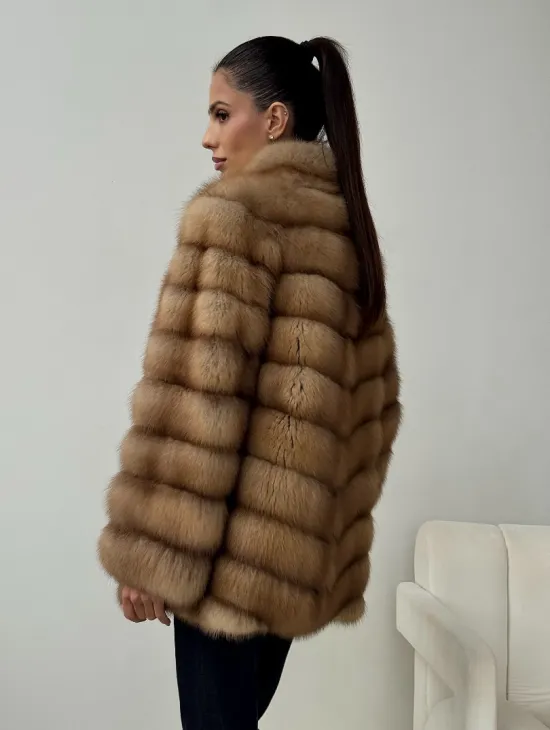 Шуба из куницы - стойка воротник - фото 3