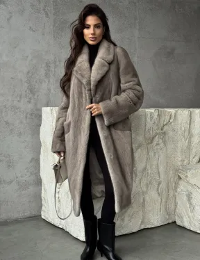 Норковая шуба в сером цвете 