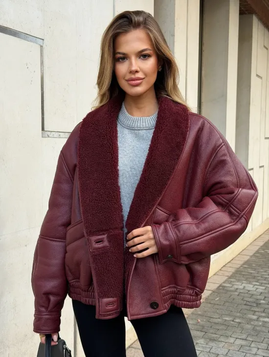 Дубленка женская зимняя - воротник шаль - фото 2