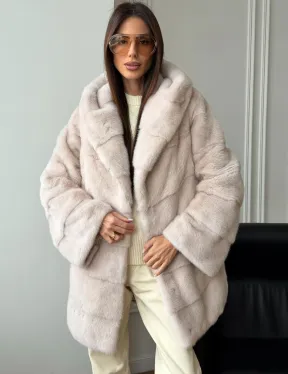 Норковая шуба с капюшоном -  