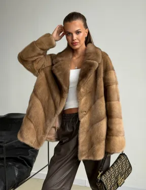 Норковый полушубок - английский воротник - фото 12