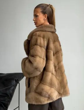 Норковый полушубок - английский воротник - фото 7