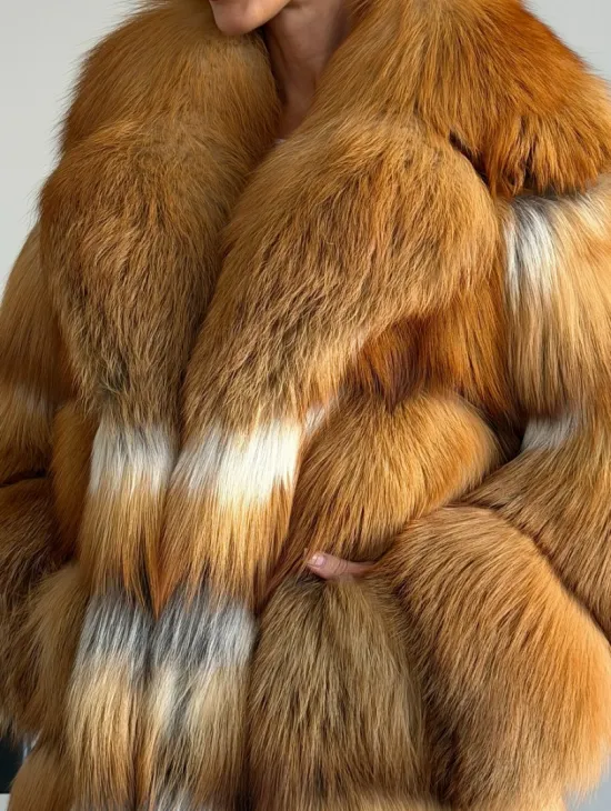 Шуба из меха огненной лисы - фото 1