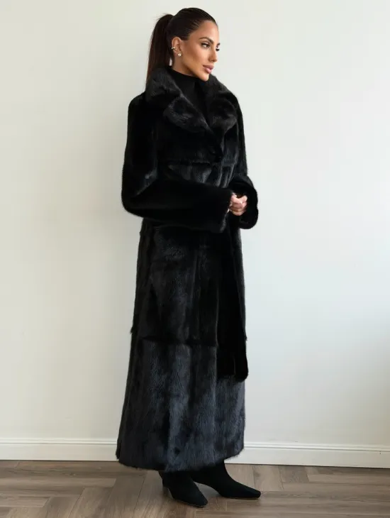 Черная шуба из меха норки - классический стиль - фото 6