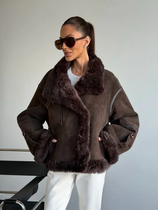 Женская двухсторонняя дубленка - фото 11