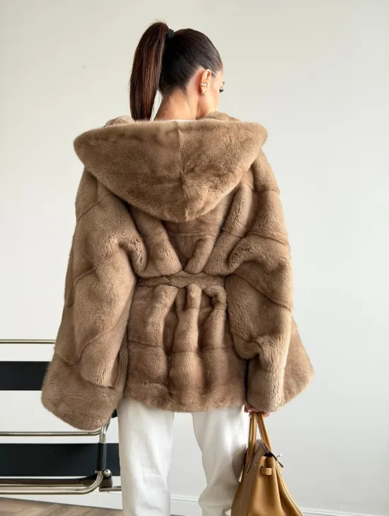 Норка пастель с капюшоном - летучая мышь - фото 8