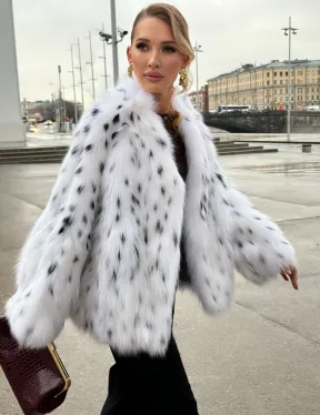Шуба укороченная из арктической лисы под рысь - фото 9