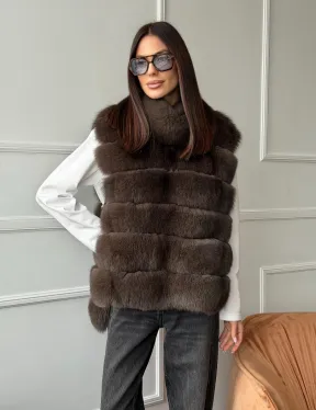 Меховая манишка под соболь из песца - фото 11