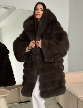 Шуба из песца с капюшоном - фото 7