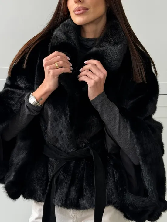 Черная норка летучая мышь - английский воротник - фото 1