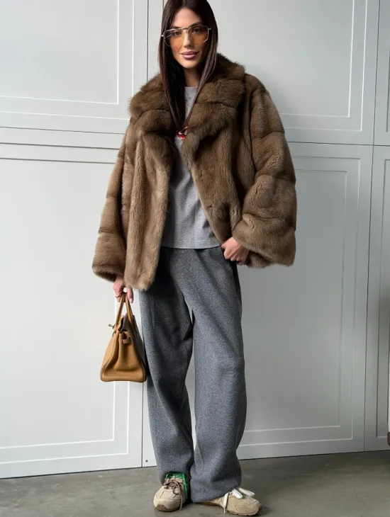 Куртка из меха норки - воротник куница - фото 6