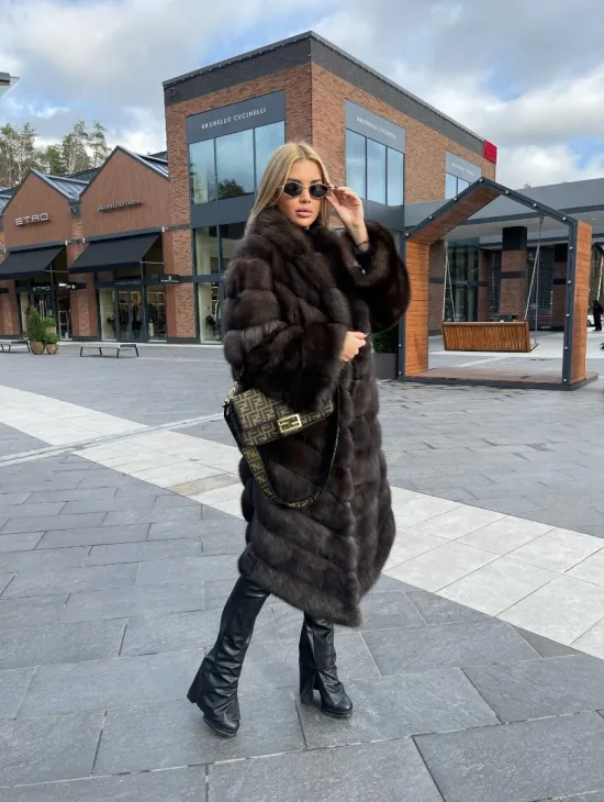 Шуба из меха соболя, воротник шаль - фото 6