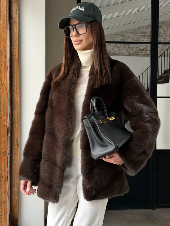 Женский норковый полушубок - фото 6